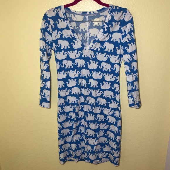 Lilly Pulitzer cotton t shirt Dress Tusk In Sun Bay Elephant Print size XXS - Picture 3 of 10